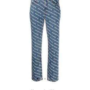 Alexander wang high-rise logo-print straight-leg jeans